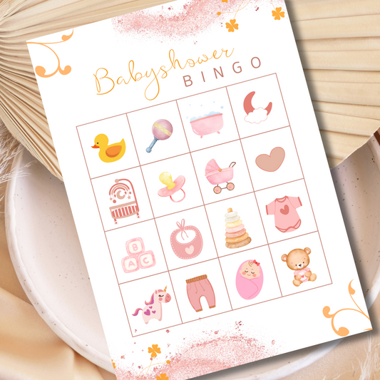 Babyshower bingo - lovely pink