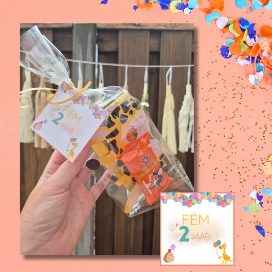 Traktatielabel feestende dieren