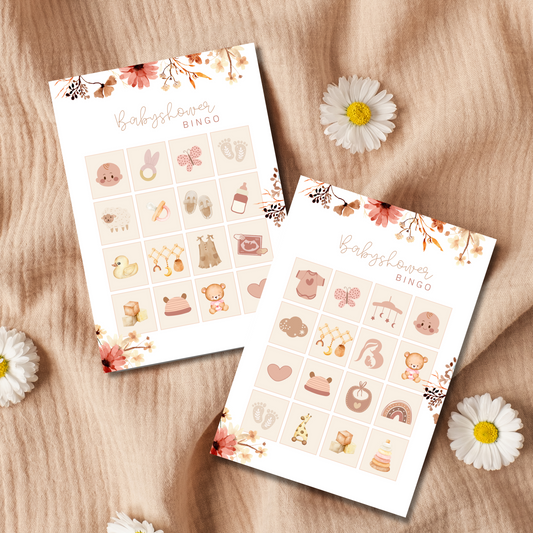 Babyshower bingo - flowers